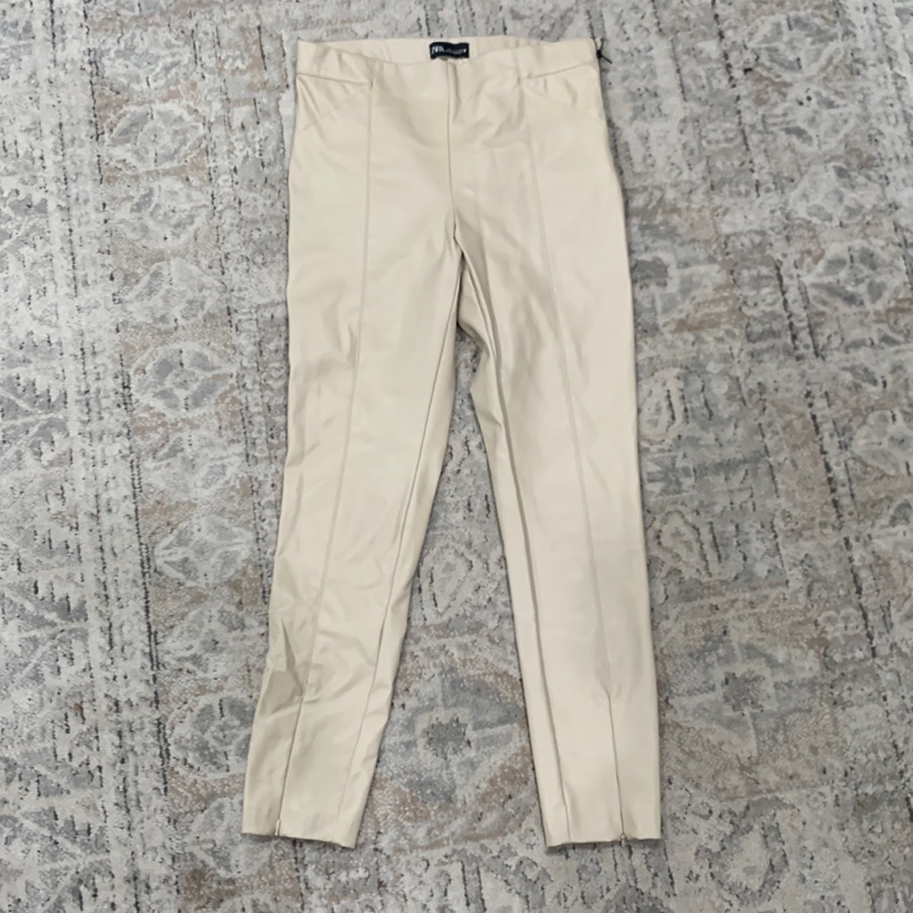 Tan leather pants
